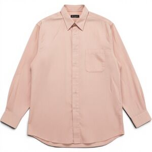 St. Croix‎ Button Up Shirt Mens XL Peach Cotton Made in Italy Long Sleeve Ribbed